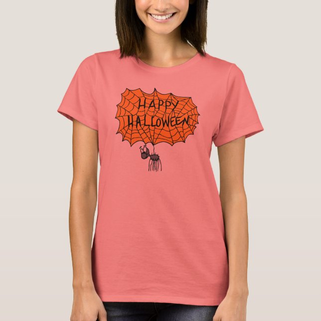 T-shirt Web de aranha Feliz Halloween (Frente)