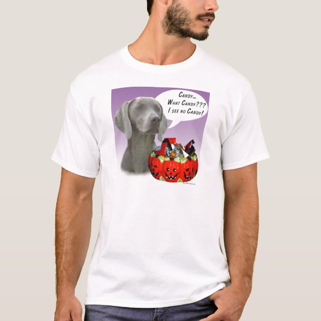 T-shirt Weimaraner Halloween Candy (Frente)