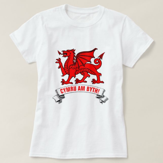 T-shirt Welsh Red Dragon Wales Forever (Frente do Design)