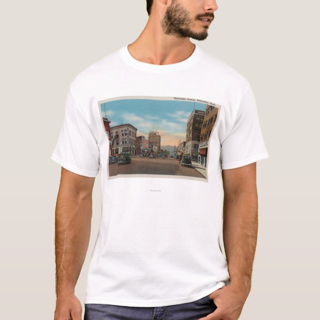 T-shirt Wenatchee, WAView da avenida de Wenatchee (Frente)