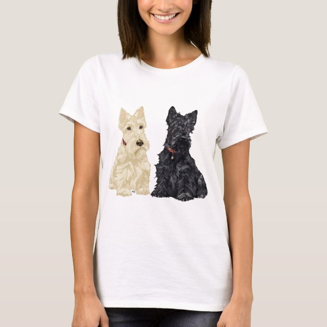 T-shirt Wheaten e Black Scottish Terriers (Frente)
