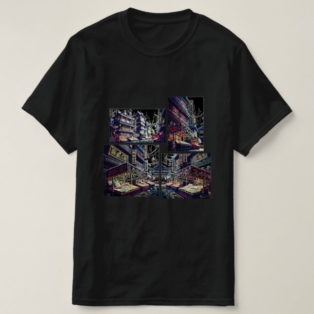 T-Shirt Where Tradition Meets Neons Twilight (Frente do Design)