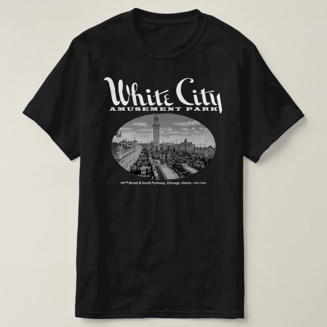 T-shirt White City Amusement Park, Chicago, IL (Frente do Design)