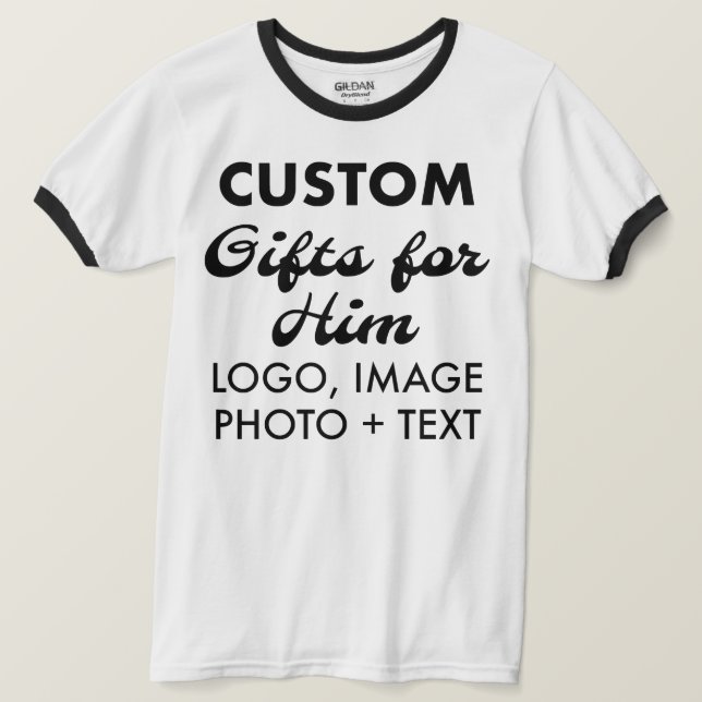 T-Shirt White Ringer Personalizado Masculino (Frente do Design)