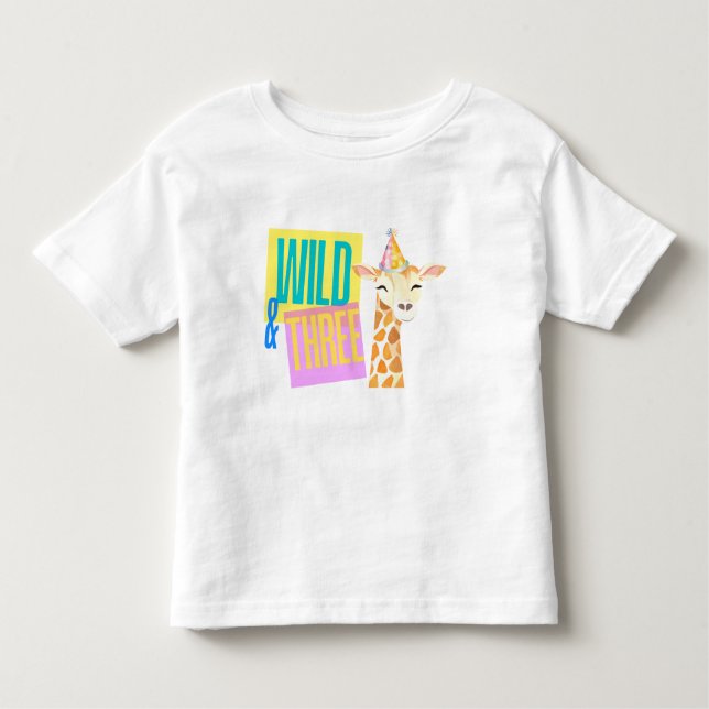 T-Shirt Wild & Three aniversário de 3 anos Giraffe (Frente)