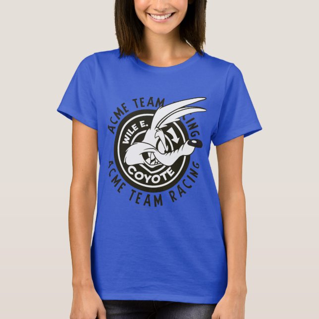 T-shirt Wile E. Equipe Coyote Acme Racing B/W (Frente)