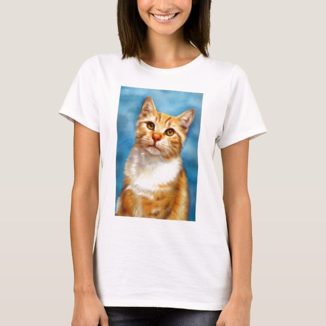 T-shirt William doce - arte alaranjada do gato de gato (Frente)
