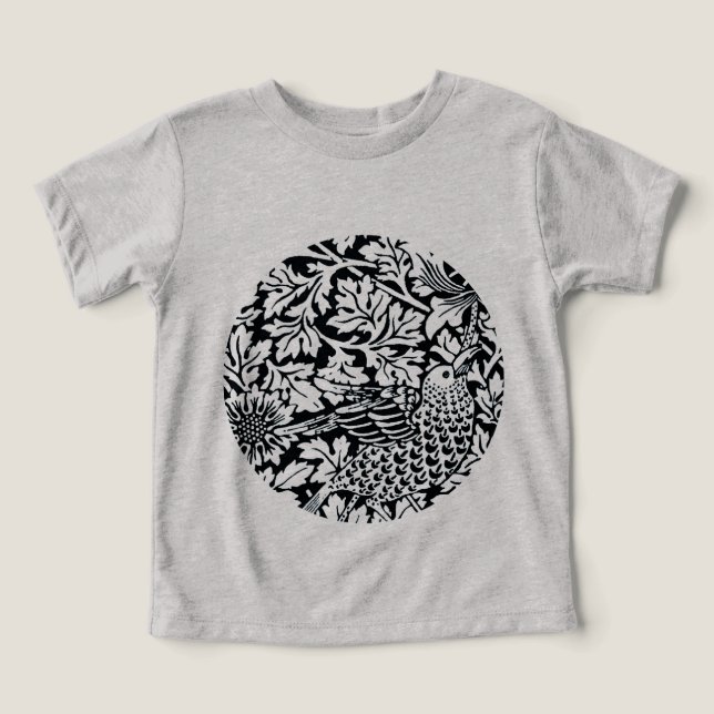 T-shirt William Morris Floral Pattern Bird Anenome (Design frontal)