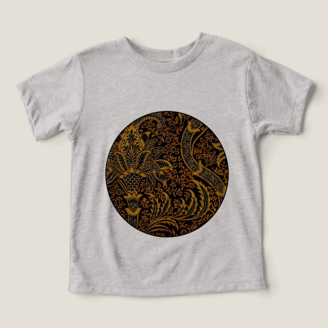 T-shirt William Morris Índia Vermelho Floral Vintage Cláss (Design frontal)