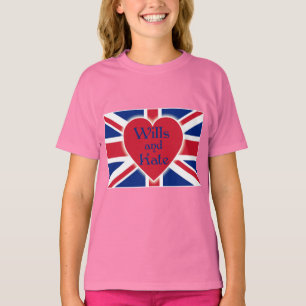 T-shirt Wills e Kate com Union Jack em Camisetas, presente