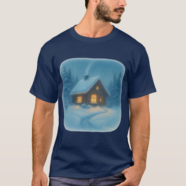 T-Shirt Winter Cabin Scene (Frente)