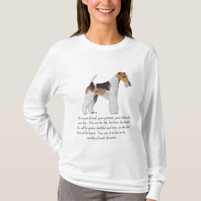 T-shirt Wire Fox Terrier Lembrança FÊMEA (Frente)