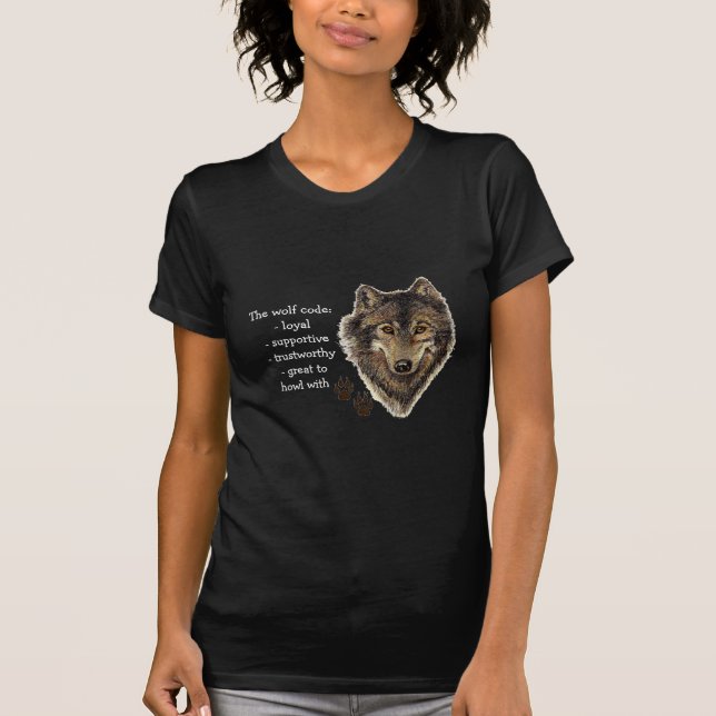 T-shirt Wolf Code Cote, Wolves Animal (Frente)
