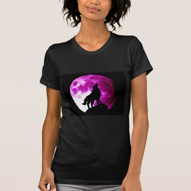 T-shirt Wolf Howling na Lua (Frente)
