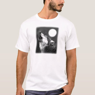 T-shirt Wolf Howling na Lua