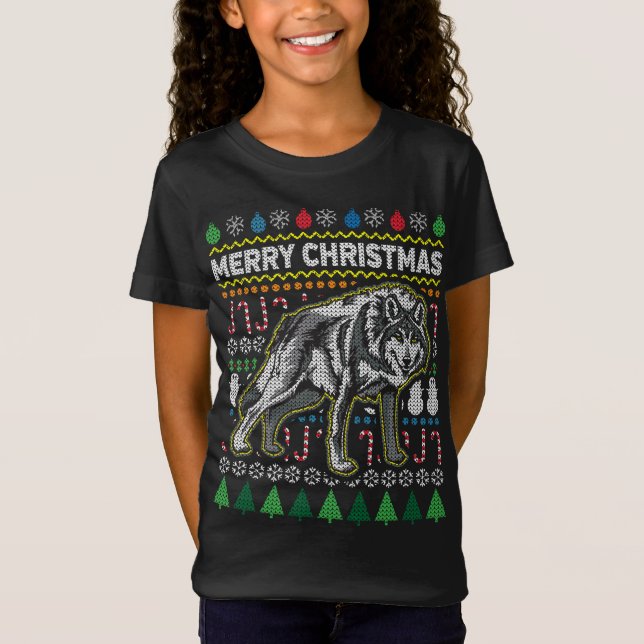 T-shirt Wolf Ugly Christmas Sweater (Frente)