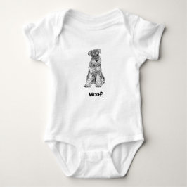 T-shirt Woof! Bodysuit do bebê do Doggy - Schnauzer