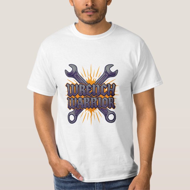 T-Shirt Wrench Warrior - Crachá de chave inglesa (Frente)