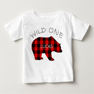 T-shirt Xadrez de Lumberjack de Urso Selvagem de Um primei