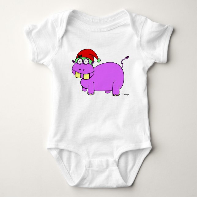 T-shirt Xmas Hippo Criança Creeper (Frente)