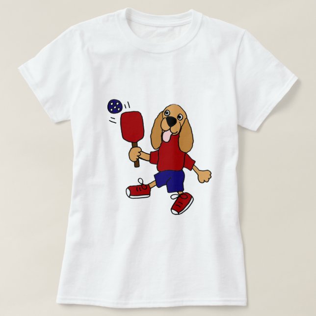 T-shirt XX- cocker spaniel que joga desenhos animados de (Frente do Design)