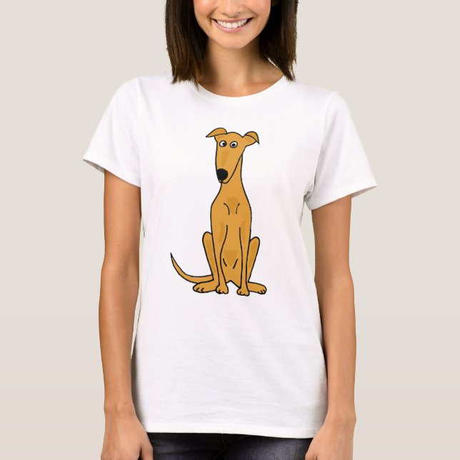T-shirt XX- desenhos animados engraçados do cão do galgo (Frente)