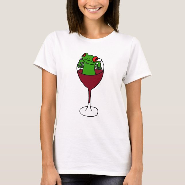 T-shirt XX- sapo de árvore em um vidro de vinho (Frente)