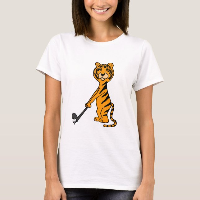 T-shirt XX- tigre que joga desenhos animados do golfe (Frente)