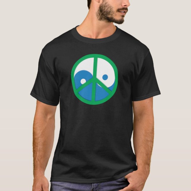 T-shirt Yin-Yang com sinal de paz (Frente)