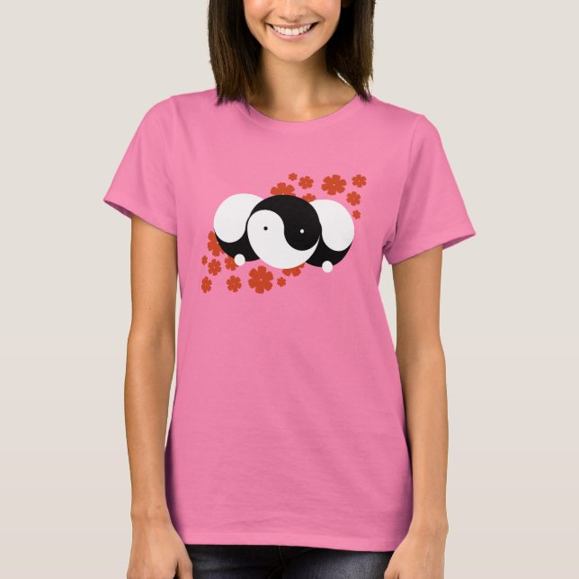 T-shirt Yin-Yang Girl flowers (Frente)