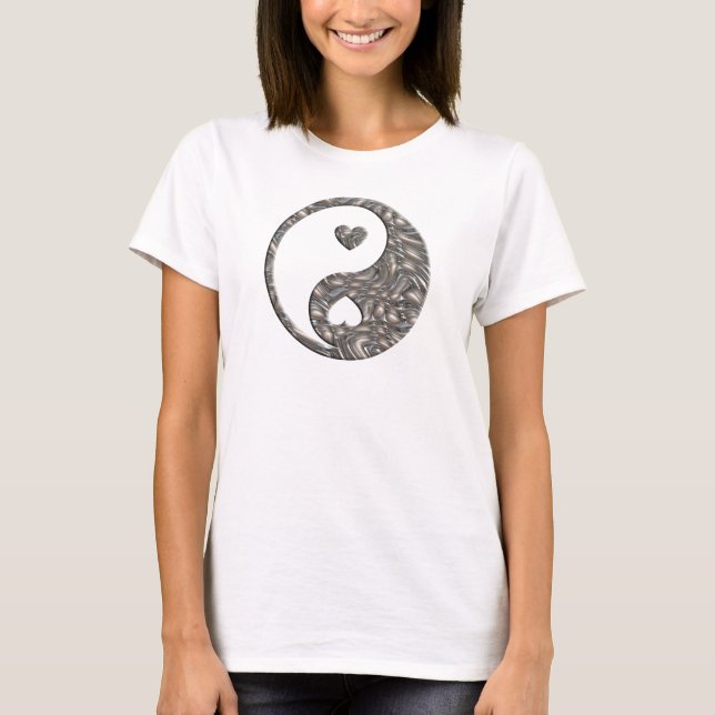 T-shirt Yin & Yang / Hearts SILVER (Frente)