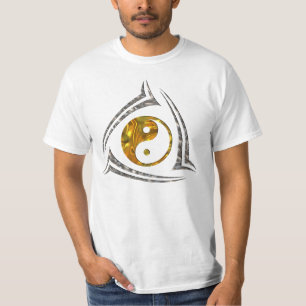 T-shirt Yin & Yang/tribal - prata do ouro