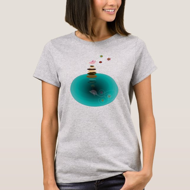 T-shirt Yoga, Birdy Equilibrando. (Frente)