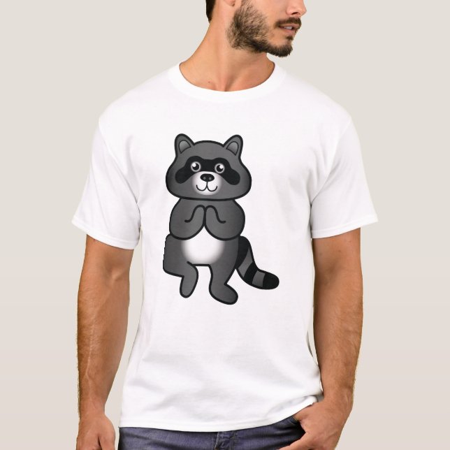 T-shirt Yoga Raccoon Em Árvore (Frente)