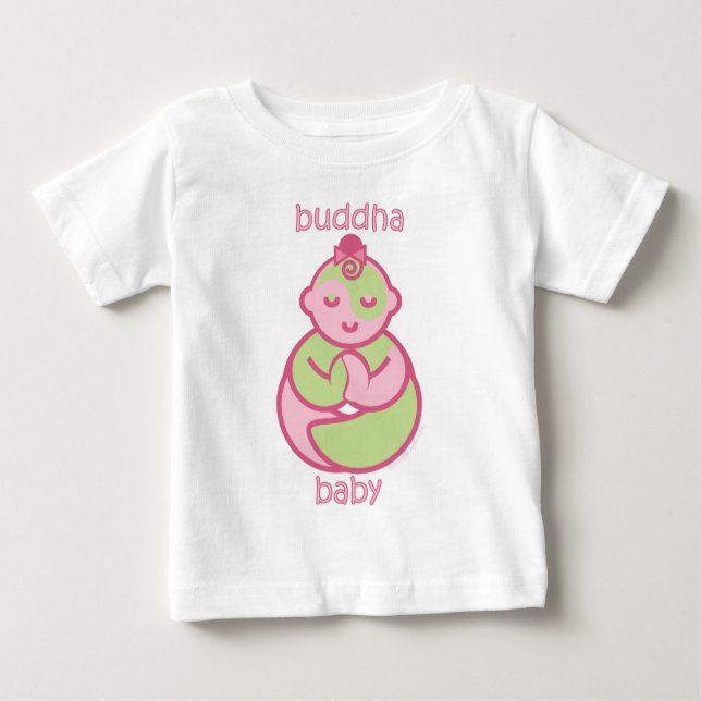 T-shirt Yoga Speak Baby : Bebê Buda Rosa (Frente)