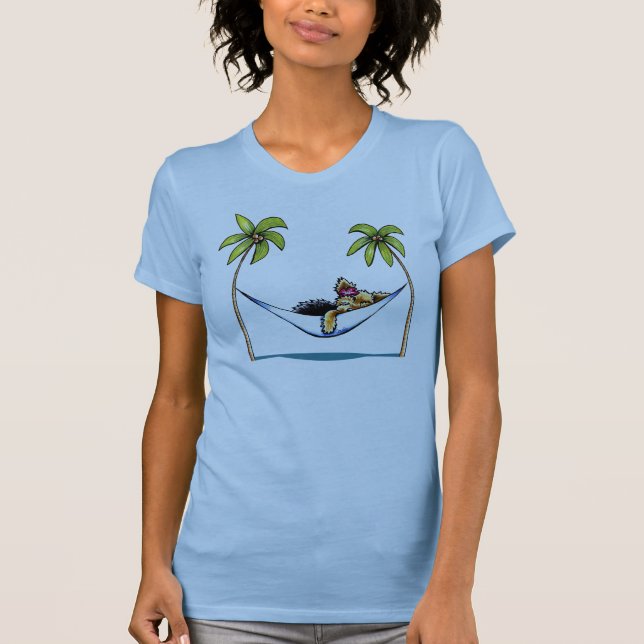 T-shirt Yorkie Island Princess Off-Leash Art™ (Frente)