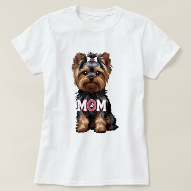 T-Shirt Yorkie Mom (Frente do Design)