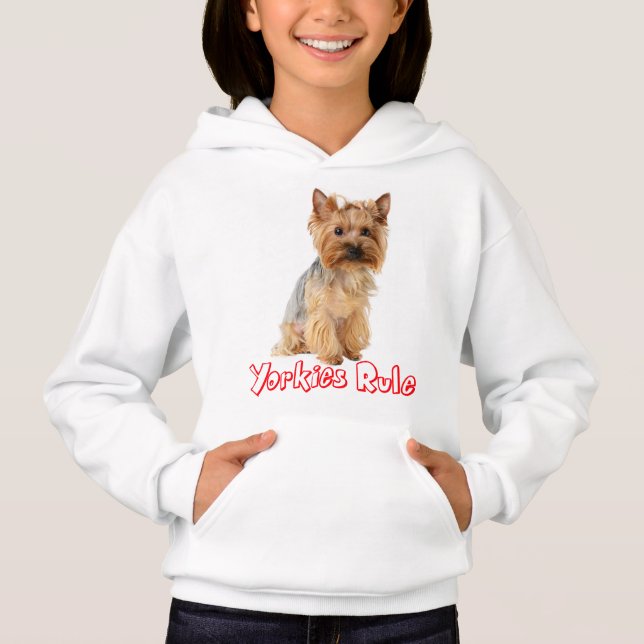 T-shirt Yorkshire Terrier Puppy Dog Red Yorkies Regra Girl (Frente)