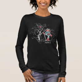 T-shirt Young Girl Skier | Presente de Natal de Nome Perso