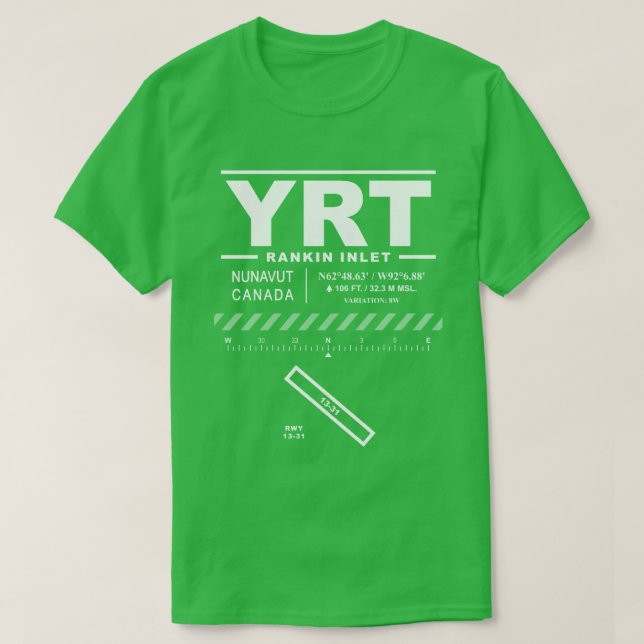 T-shirt YRT-Shirt do Aeroporto de Entrada de Rankin (Frente do Design)