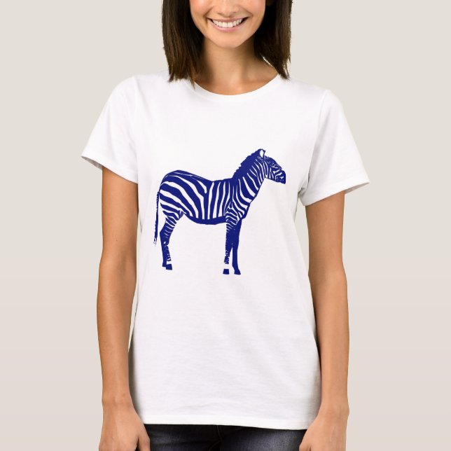 T-shirt Zebra - Azul de cobalto escuro e branco (Frente)