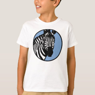 T-shirt zebra. círculo do azul da ardósia
