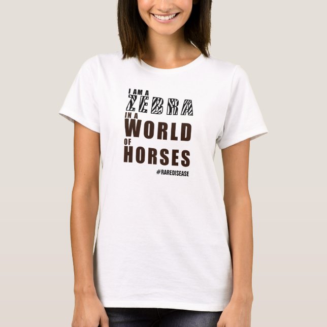 T-SHIRT ZEBRA EM UM MUNDO DA DOENÇA DE HORSES/RARE (Frente)