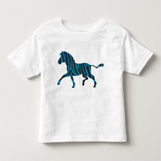 T-shirt Zebra Silhueta Negra e Azul (Frente)