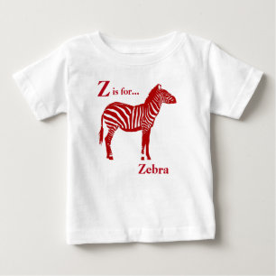 T-shirt Zebra - vermelho escuro e branca