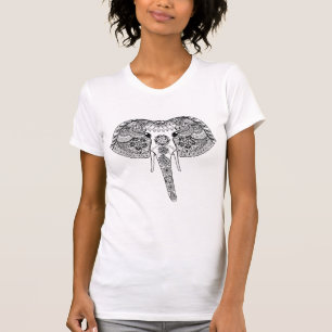 T-shirt Zentangle inspirou o elefante indiano