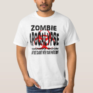 T-shirt Zombi. Não obtenha travado com suas calças para