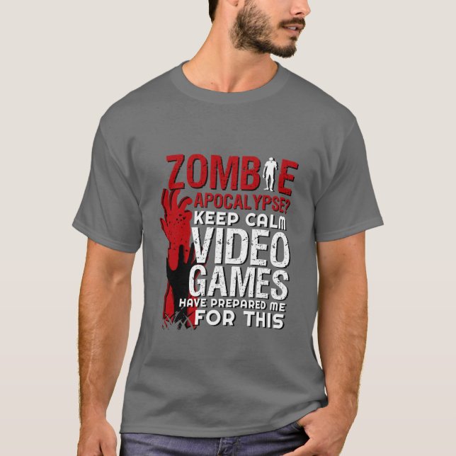 T-shirt Zombie Engraçado Apocalypse Tshirt Grunge para Gam (Frente)