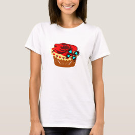 T-shirts °ღ★Cupcake de Chocolate Vermelho Rosa Ajustado Beb