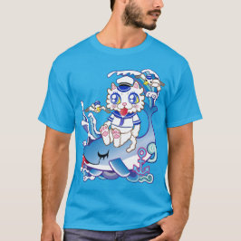 T-SHIRTS イルカに乗った水兵の白猫さん♪